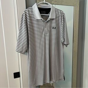 Under Armour Men's Polo Shirt - Black and White Stripes